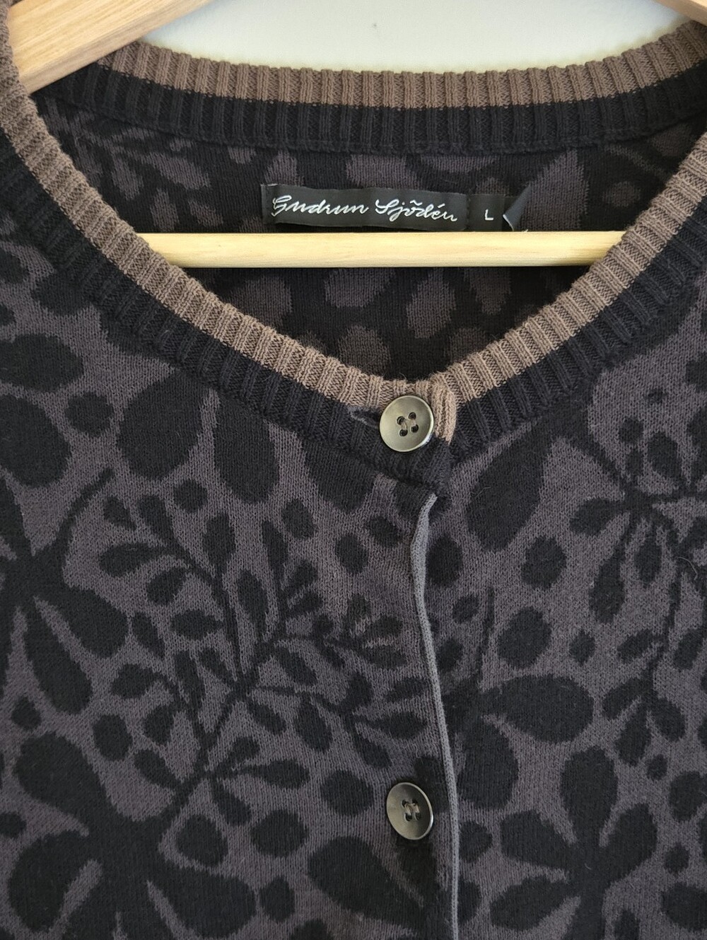 Gudrun Sjoden Organic Cotton Floral Cardigan L Artsy Scandinavian Lagenlook Boho - Picture 11 of 12